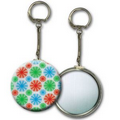 2" Round Metallic Key Chain w/ 3D Lenticular Animated Spinning Wheels - Multi Color (Blank)